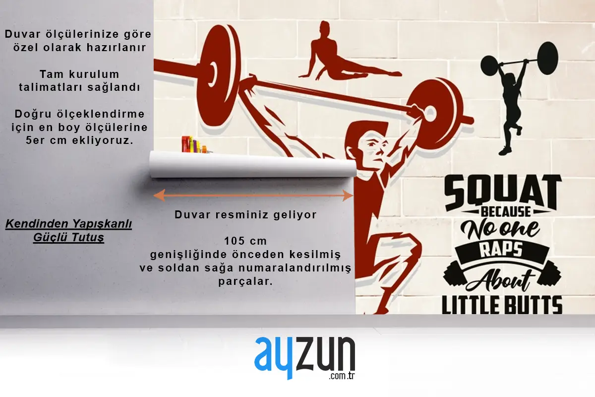 Krem Taş Duvar Squat Temalı Gym Duvar Kağıdı
