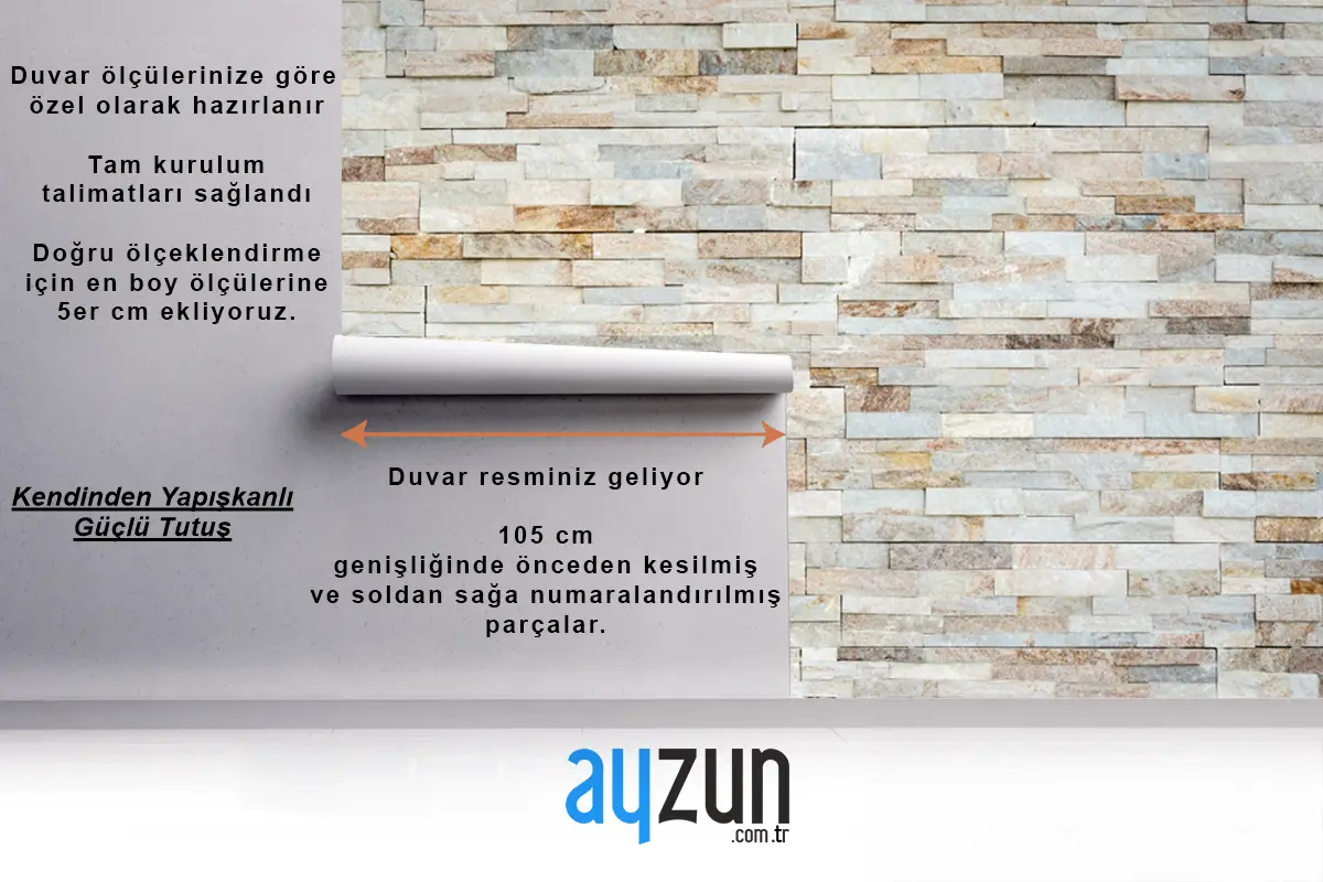 Küçük Tuğlalar Açık Taş Desen Duvar Kağıdı