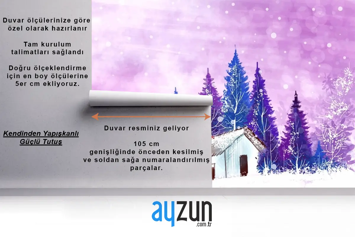 Kış Ve Yeni Yıl Tatilleri Için Manzara Noel Çocuk Odası Duvar Kağıdı 