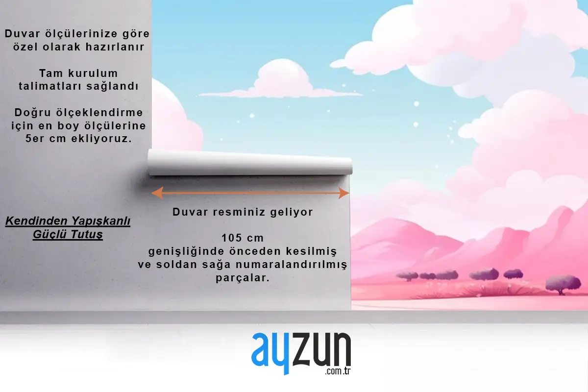 Dağlar Ve Bulutlarla Manzara Çocuk Odası Duvar Kağıdı