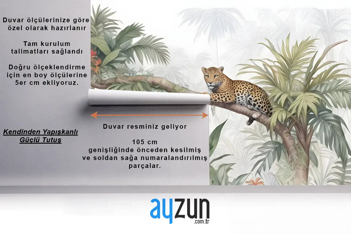 Leoparlar Ve Tropikal Yapraklar Duvar Kağıdı