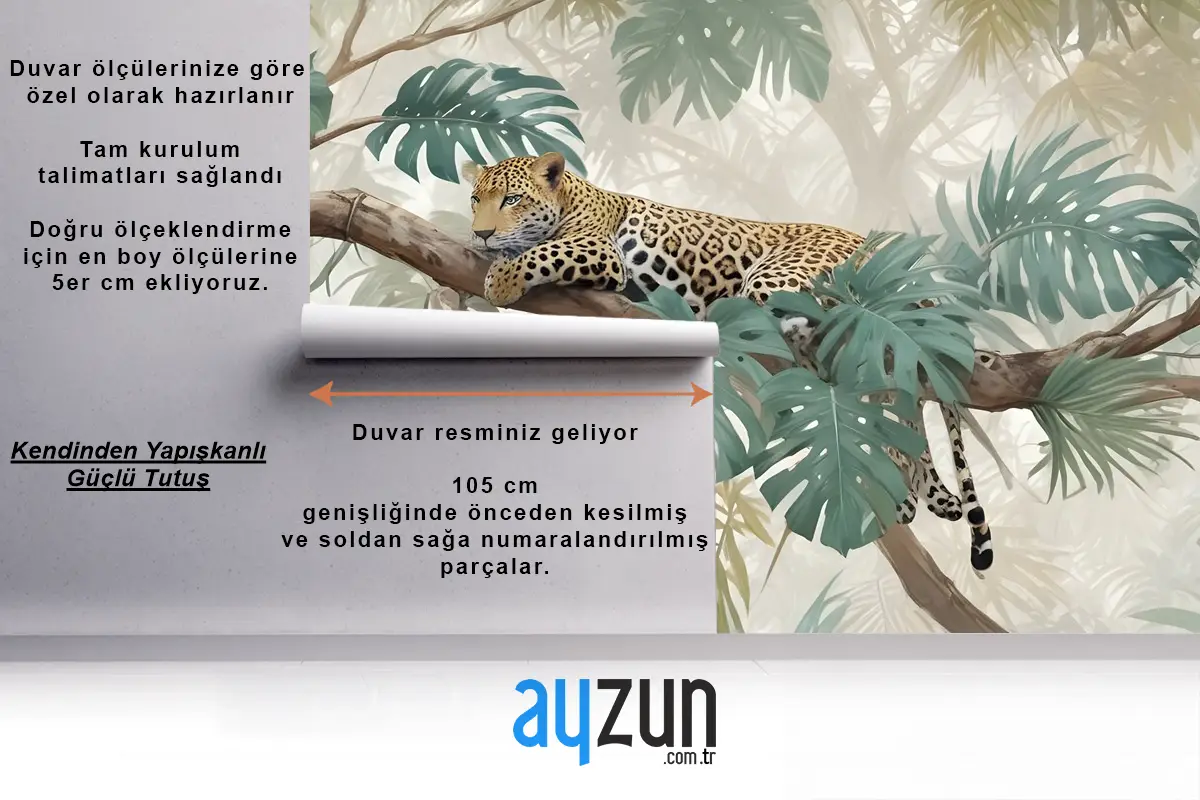 Dal Orman Duvar Kağıdı Duvarındaki Leoparlar
