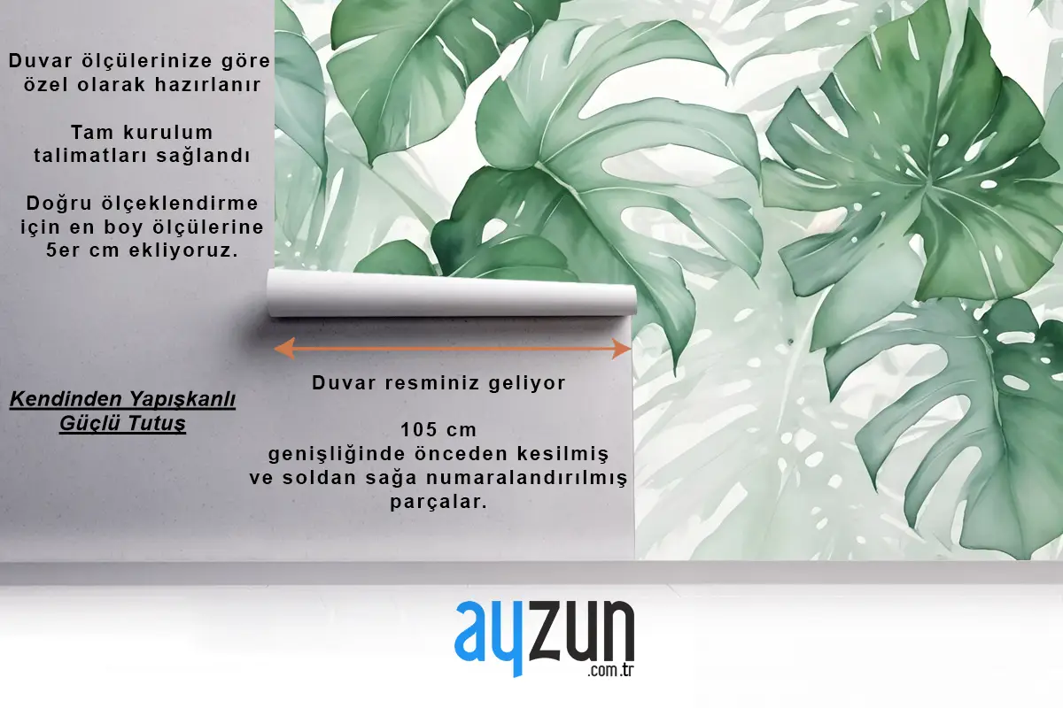 Açık Yeşil Tropikal Yapraklar Duvar Kağıdı