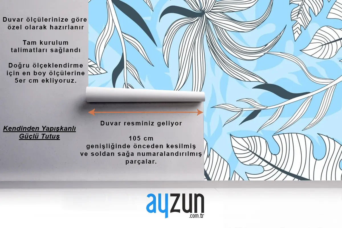 Pastel Renkli Çamaşır Duvar Kağıdı  Ile Doğrusal Tropikal Yapraklar