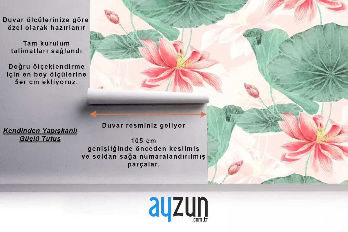 Lotus Desenli Botanik Arka Plan Duvar Kağıdı 