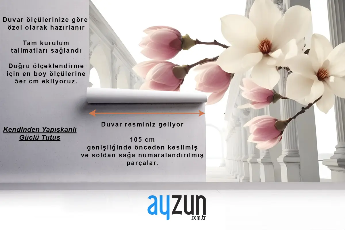 Sütun Duvar Kağıdı  Ile Manolya Çiçeği