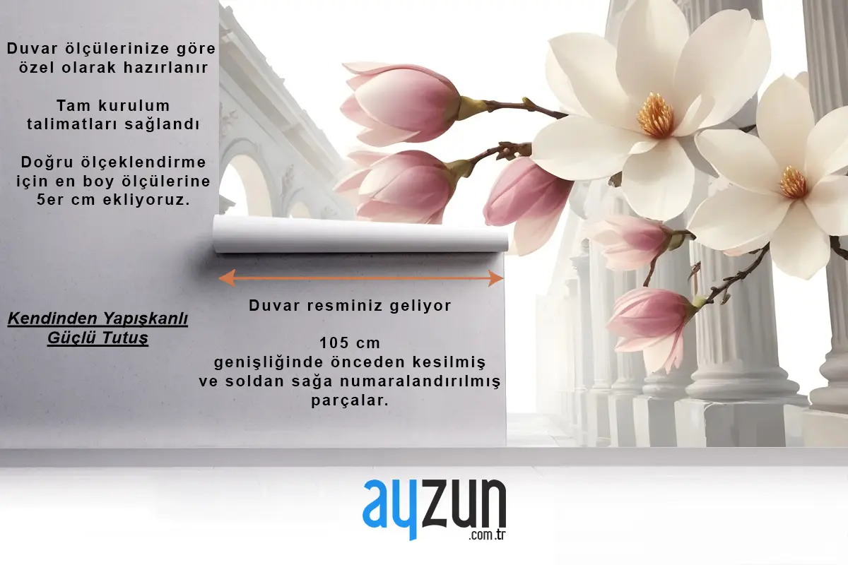 Sütun Duvar Kağıdı  Ile Manolya Çiçeği