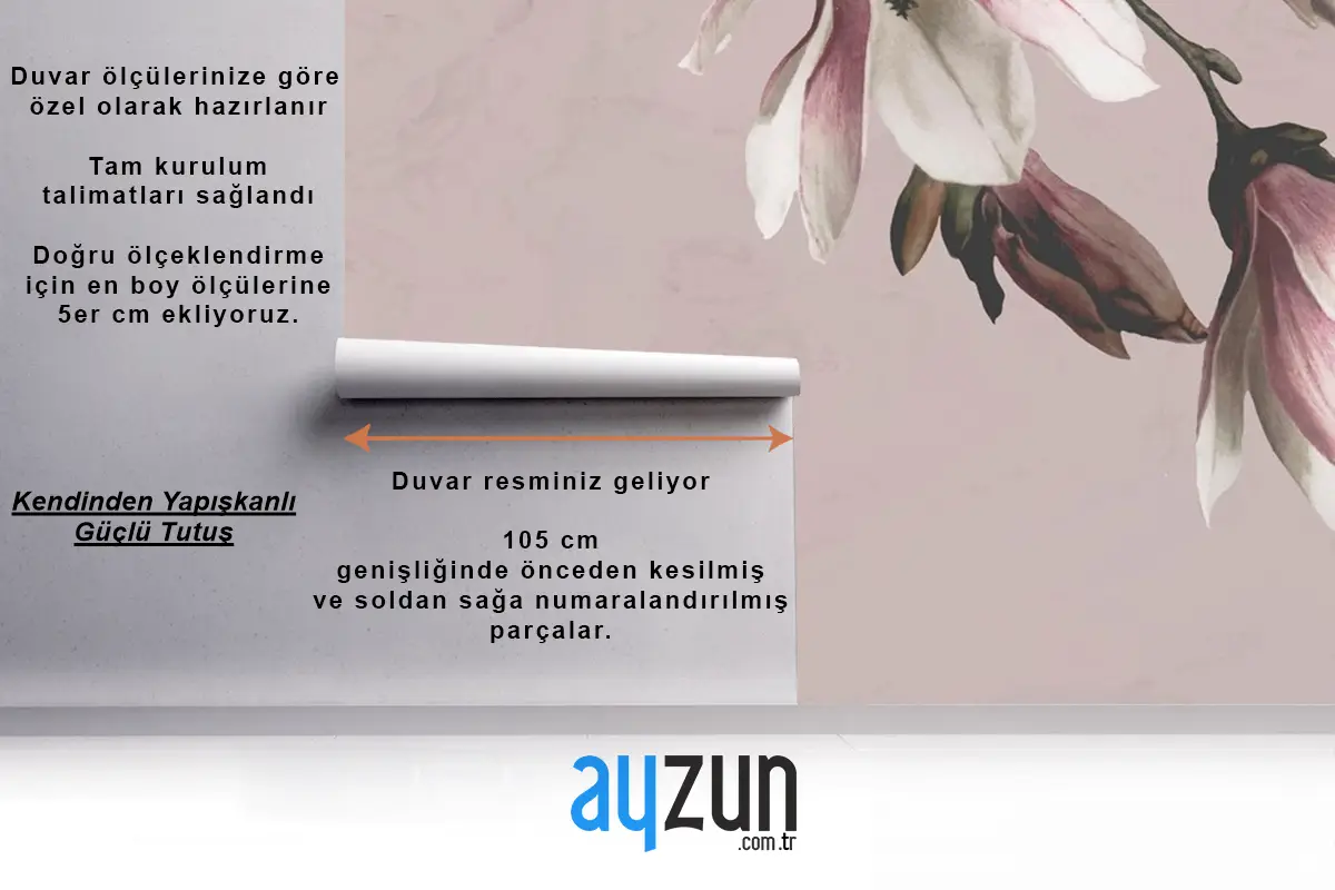 Bej Arka Planda Manolya Sınırı Duvar Kağıdı