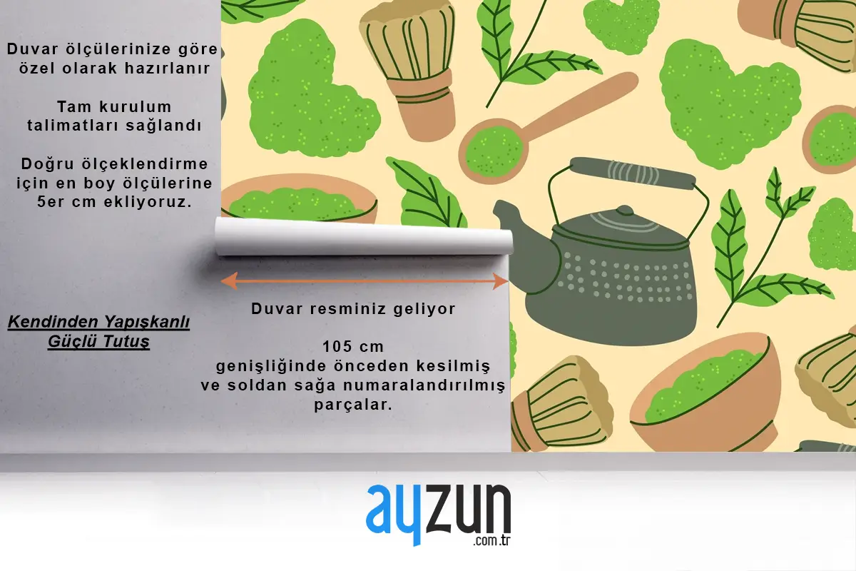 Matcha Çay Mutfağı Duvar Kağıdı