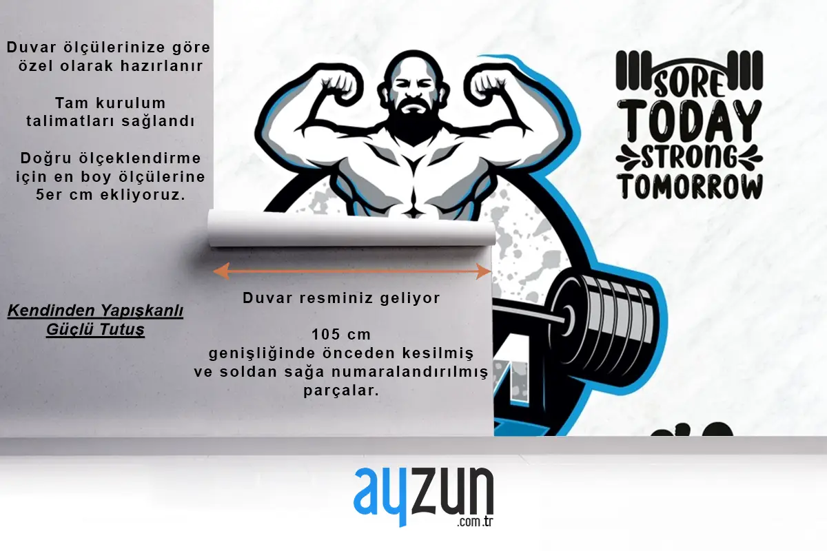 Mavi Temalı Halter Gym Fitness Duvar Kağıdı