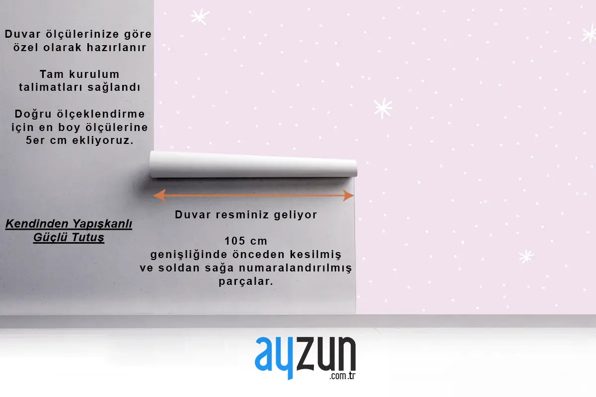 Mor Arka Planlı Minimal Yıldız Desenli Çocuk Odası Duvar Kağıdı