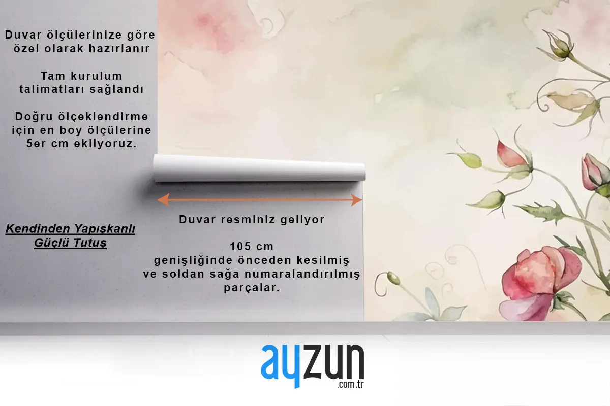Tatlı Bezelye Çiçekleri Duvar Kağıdı Duvar Minimalist Suluboya Arka Plan