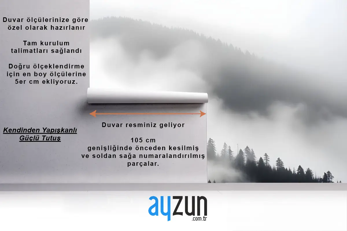 Puslu Karanlık Orman Manzarası Duvar Kağıdı 