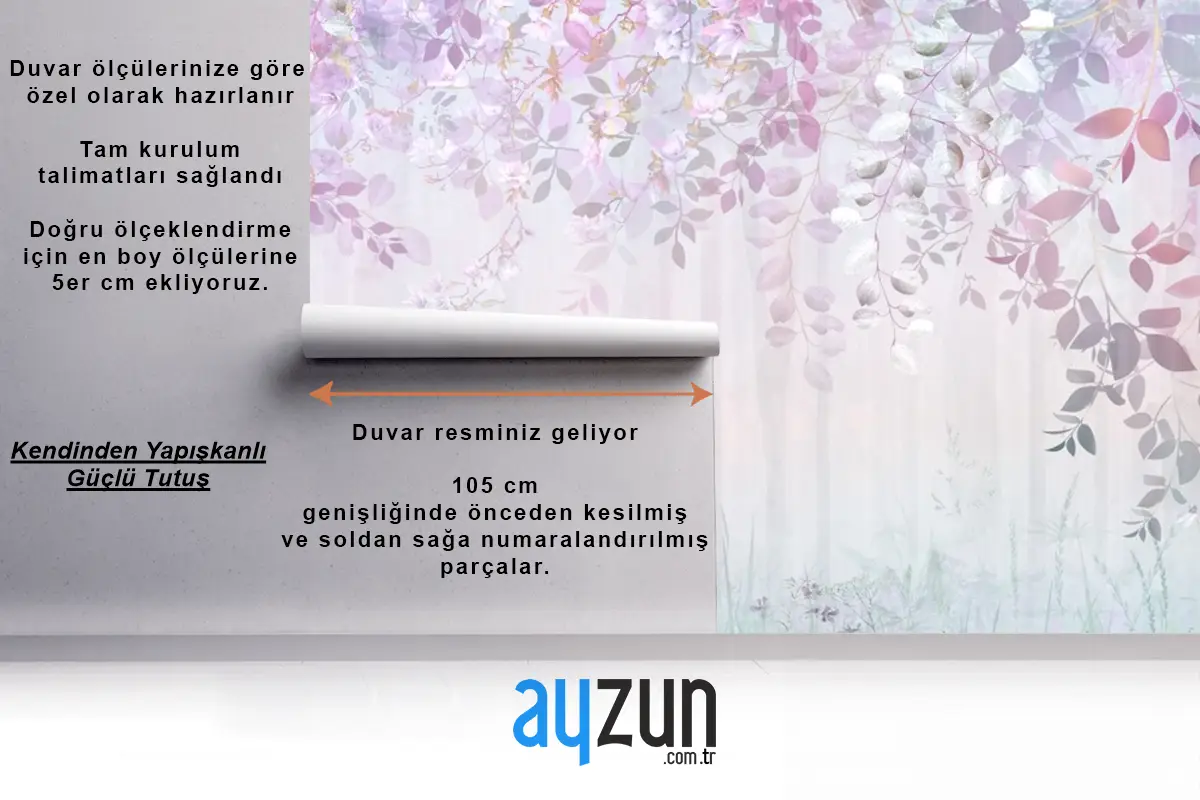 Asılı Dalları Ve Çayır Çiçekleriyle Gökkuşağı Pusunda Puslu Orman Yatak Odası Duvar Kağıdı