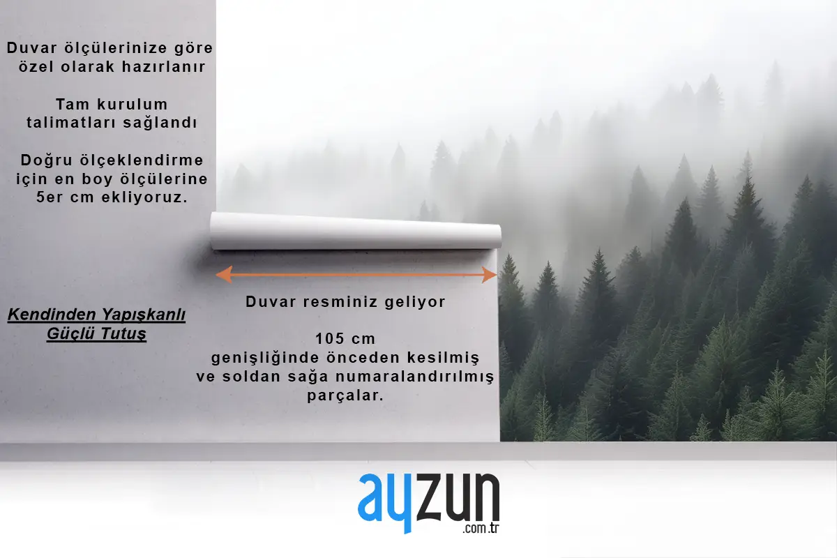 Puslu Çam Ormanı Yatak Odası Duvar Kağıdı