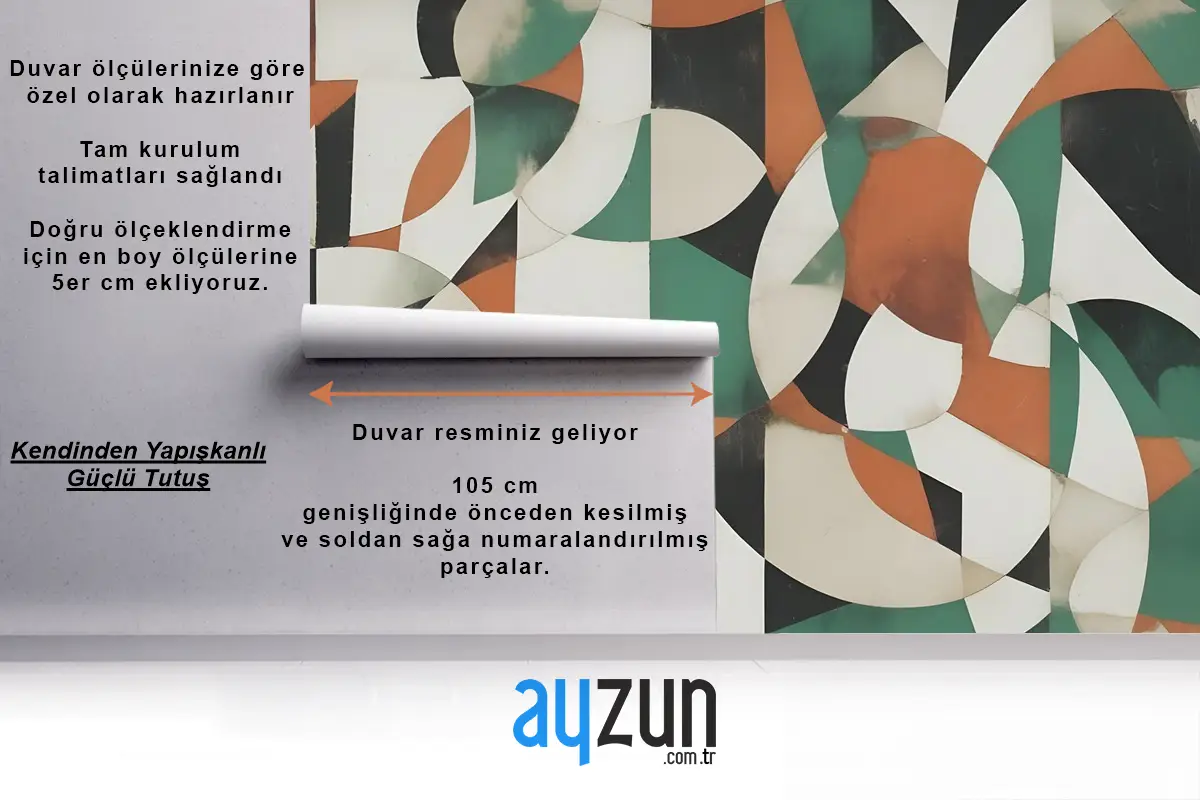 Retro Renkli Geometrik Duvar Kağıdı  Ile Modern Soyut Sanat