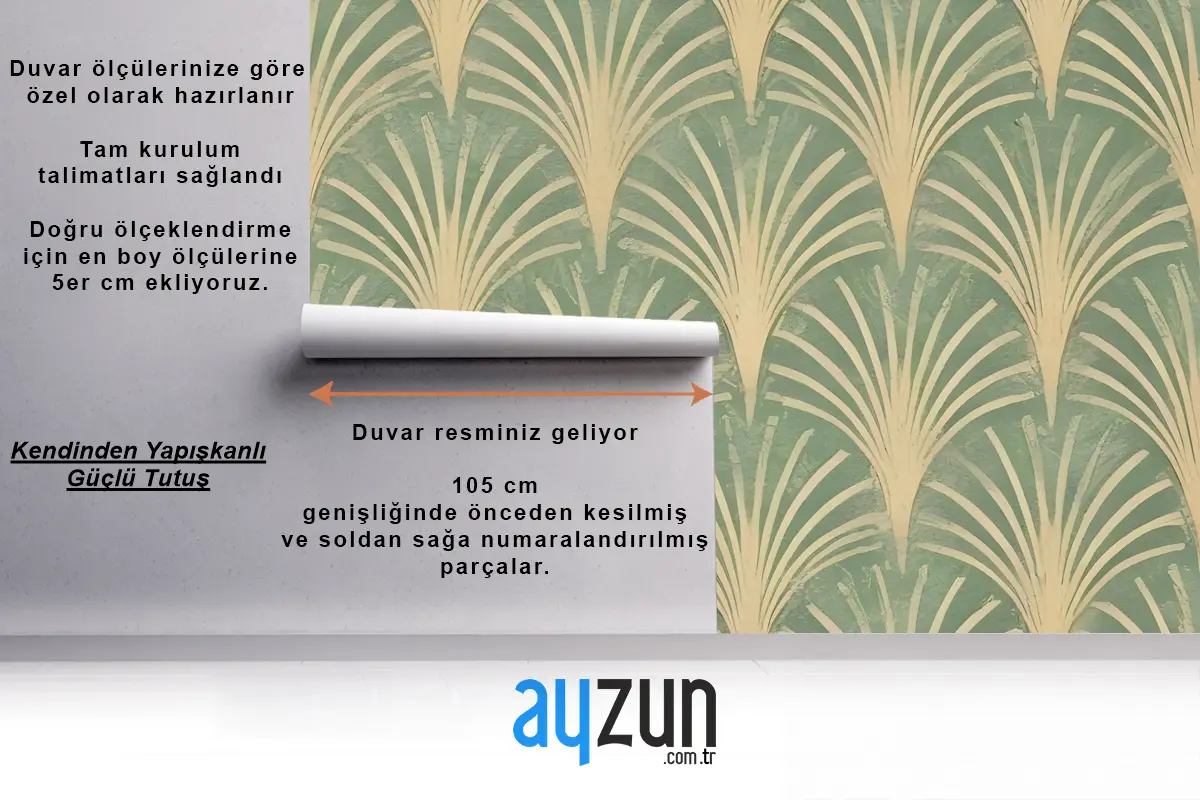Modern Eau De Nil Art Deco Altın Çizgili Yatak Odası Duvar Kağıdı