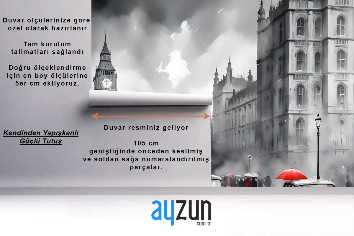 Tek Renkli Kömür Şehir Manzarası Ve Kırmızı Otobüs Duvar Kağıdı