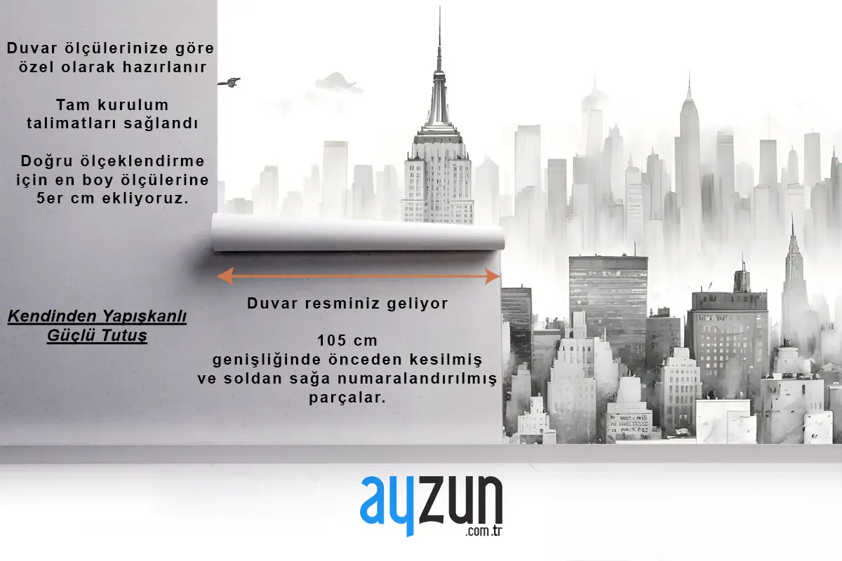 Tek Renkli Kömür New York Şehri Siyah Beyaz Duvar Kağıdı 