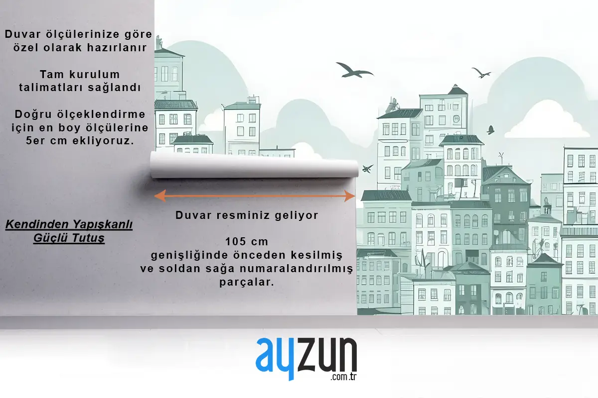 Tek Renkli Şehir Manzaralı Duvar Kağıdı 