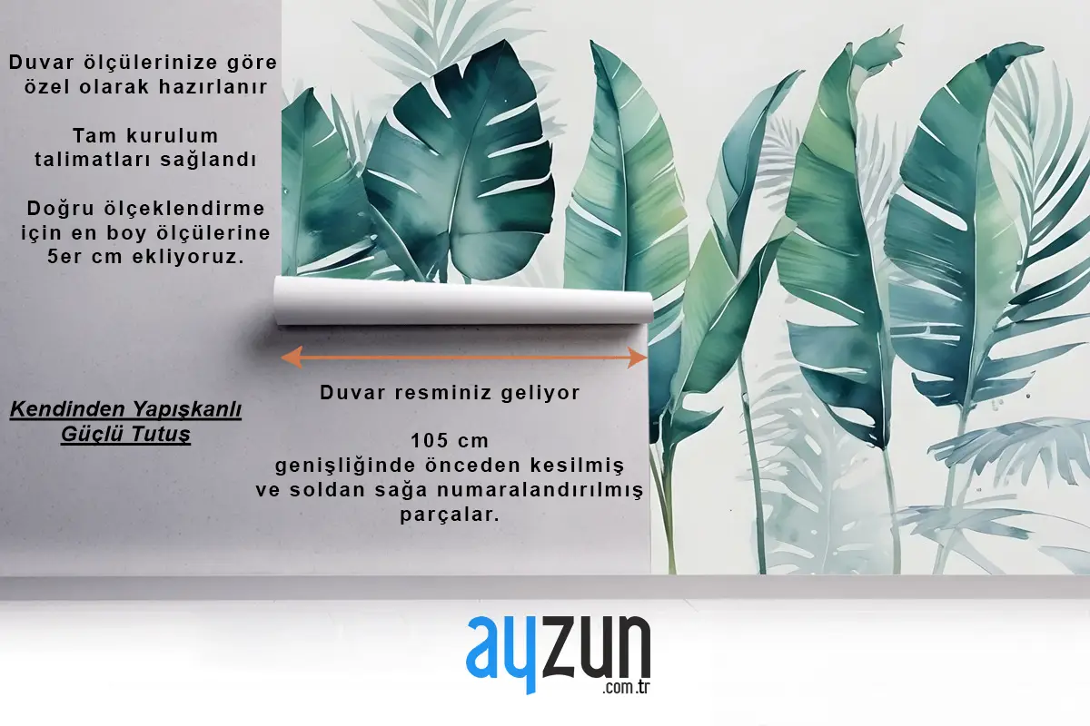 Tek Renkli Yeşil Muz Yaprağı Duvar Kağıdı