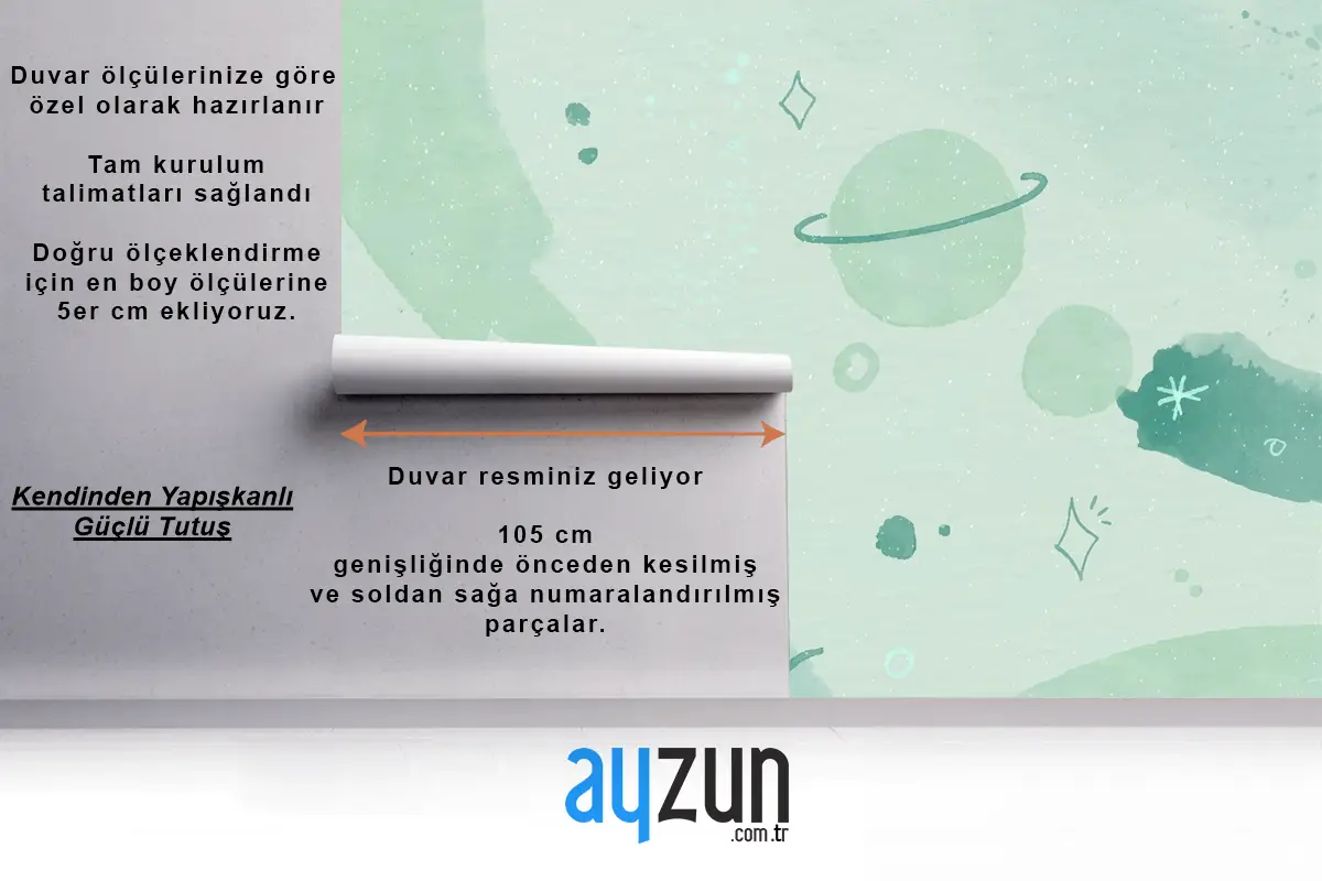 Tek Renkli Suluboya Galaxy Çocuk Odası Duvar Kağıdı 
