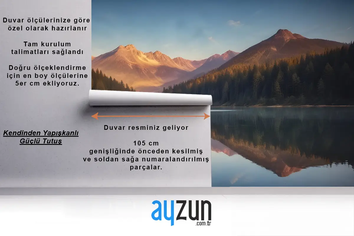 Gündoğumunda Dağ Ve Göl Manzarası Duvar Kağıdı