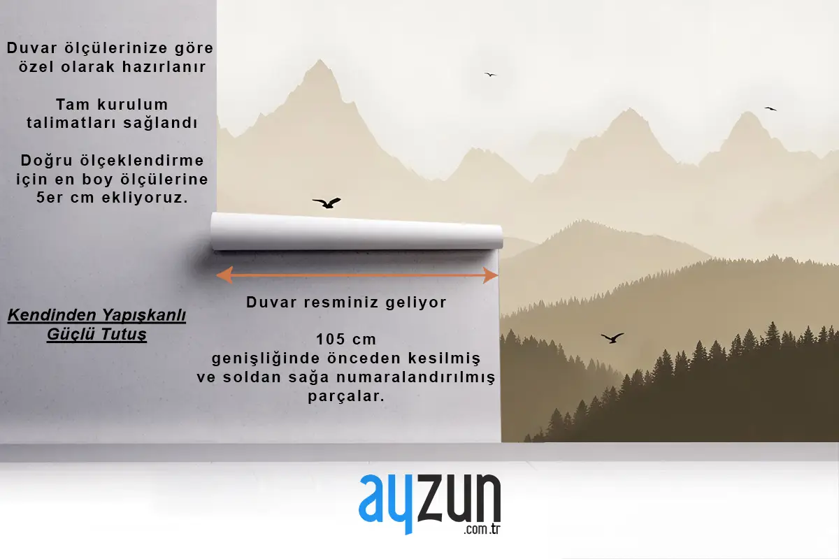 Dağ Manzarası Siluet Duvar Kağıdı 