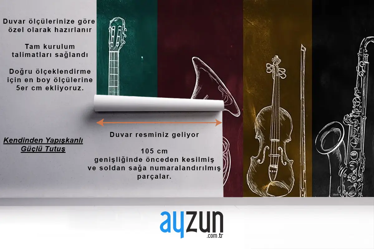 Müzik Aletleri Renkli Duvar Kağıdı