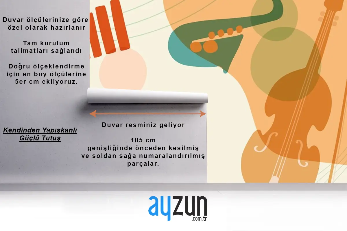 Müzik Estrümanları Retro Duvar Kağıdı