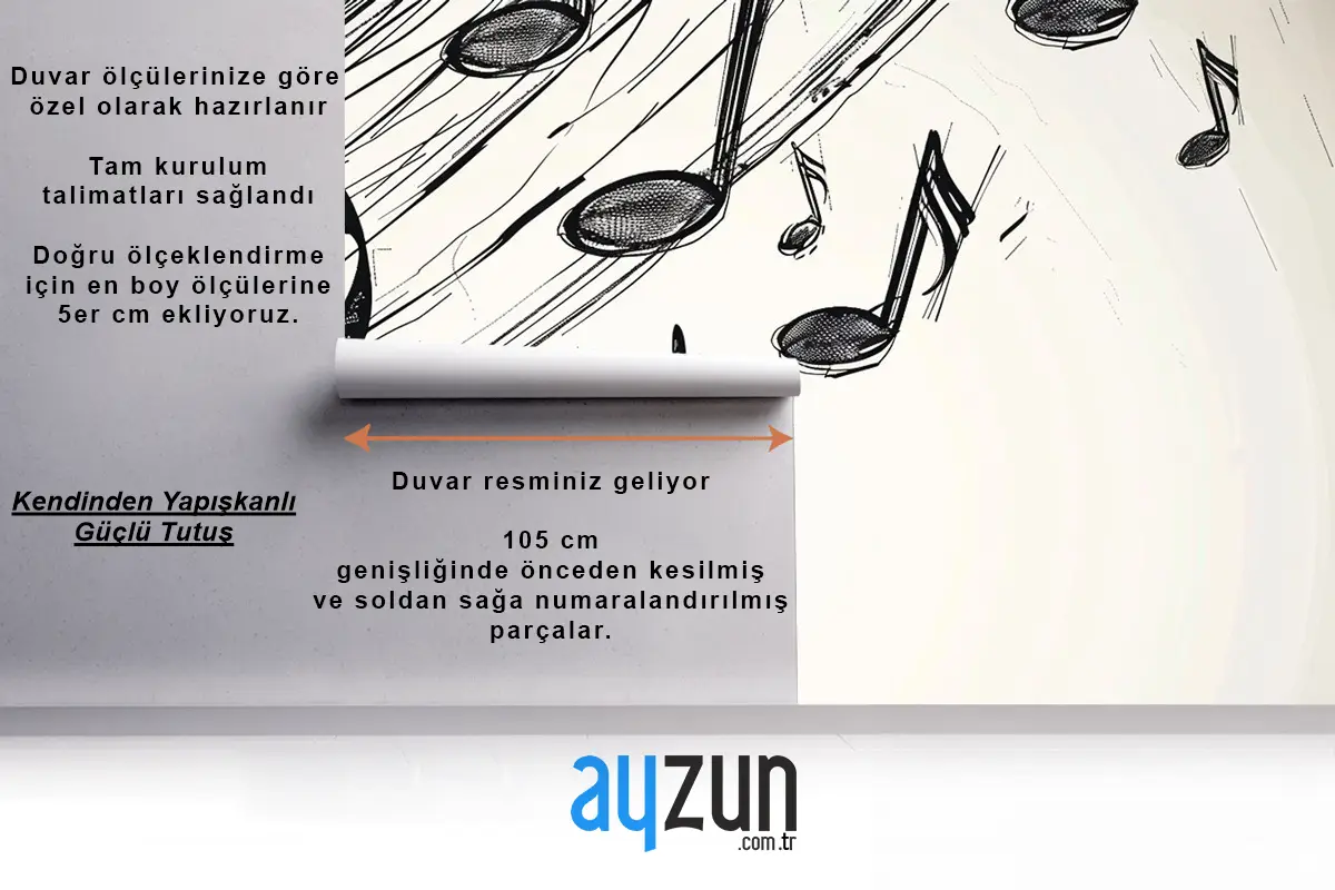 Müzik Notaları Çizimi Duvar Kağıdı