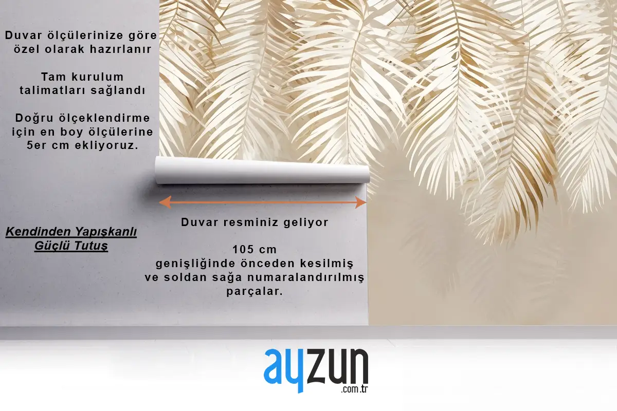 Nötr Tropikal Palmiye Yaprağı Duvar Kağıdı 