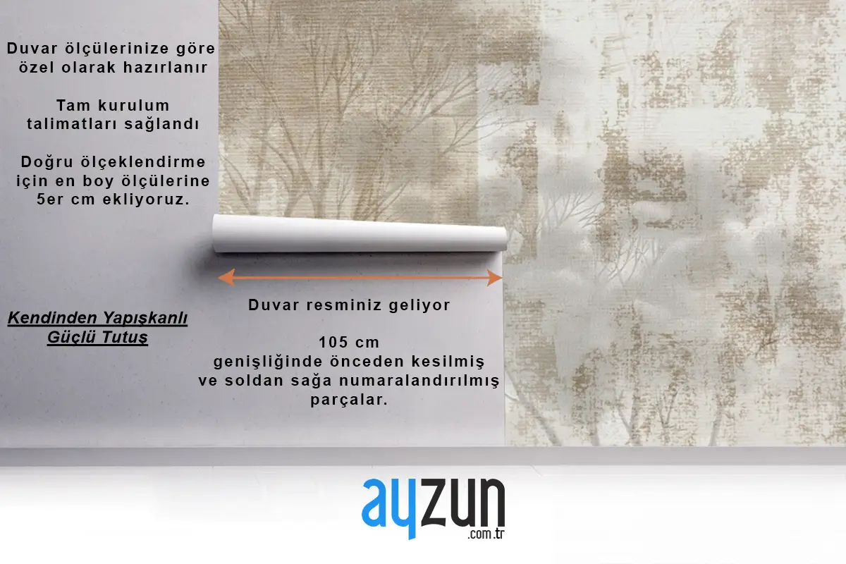 Nötr Tonlarda Orman Manzarası Vintage Duvar Kağıdı