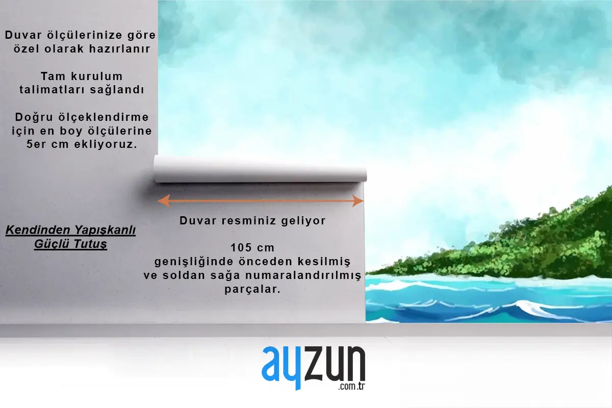 Okyanus Sualtı Mavi Dalga Çamaşır Odası Duvar Kağıdı