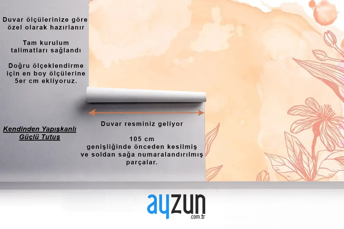 Elle Çizilmiş Çiçekler Arka Plan Duvar Kağıdı Ile Portakal Tozu Pastel