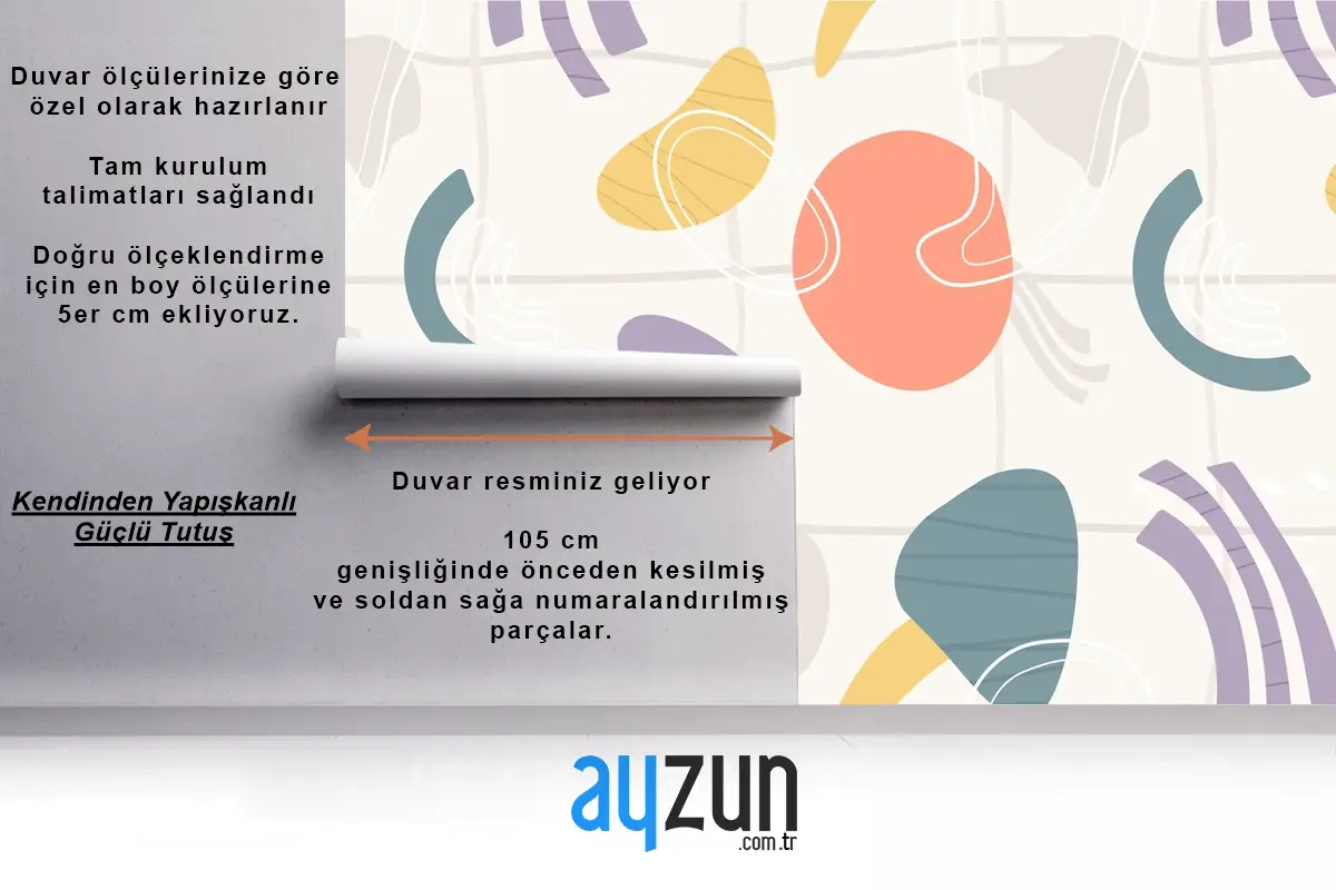 Organik Düz Soyut Eleman Desenli Mutfak Duvar Kağıdı