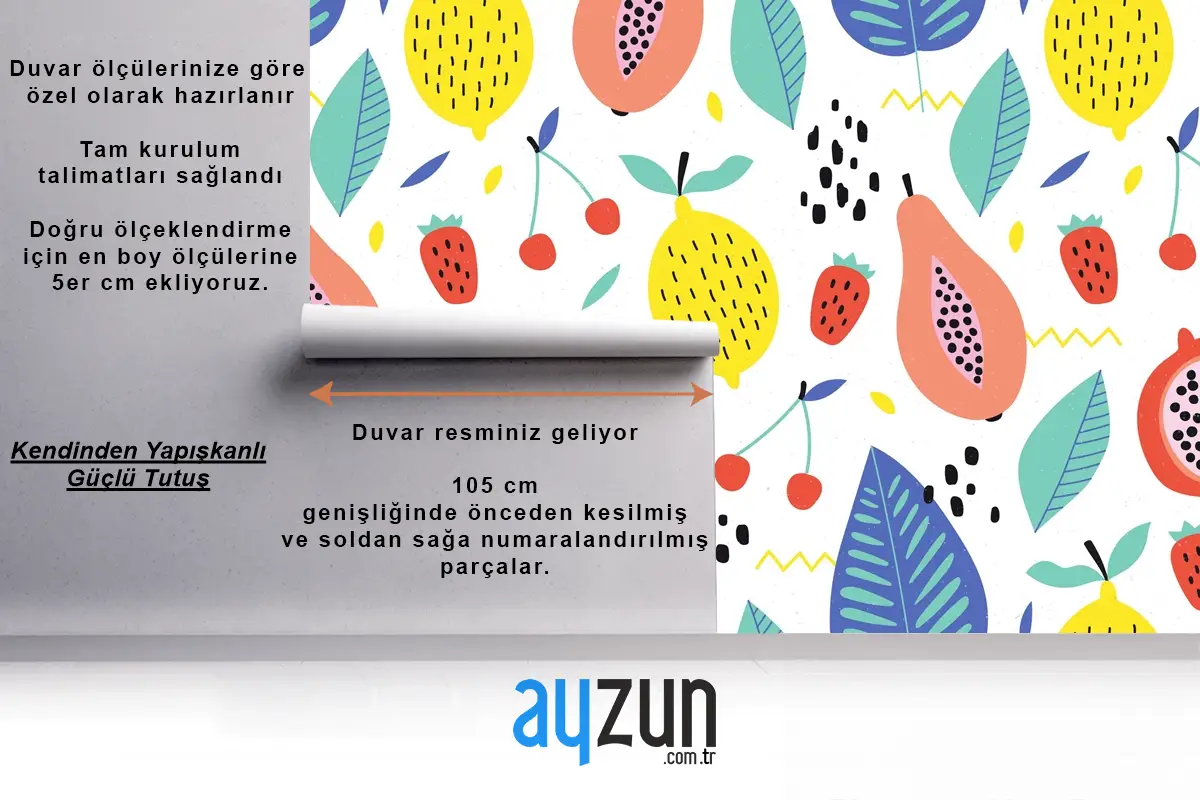 Organik Düz Yaz Mutfak Duvar Kağıdı 