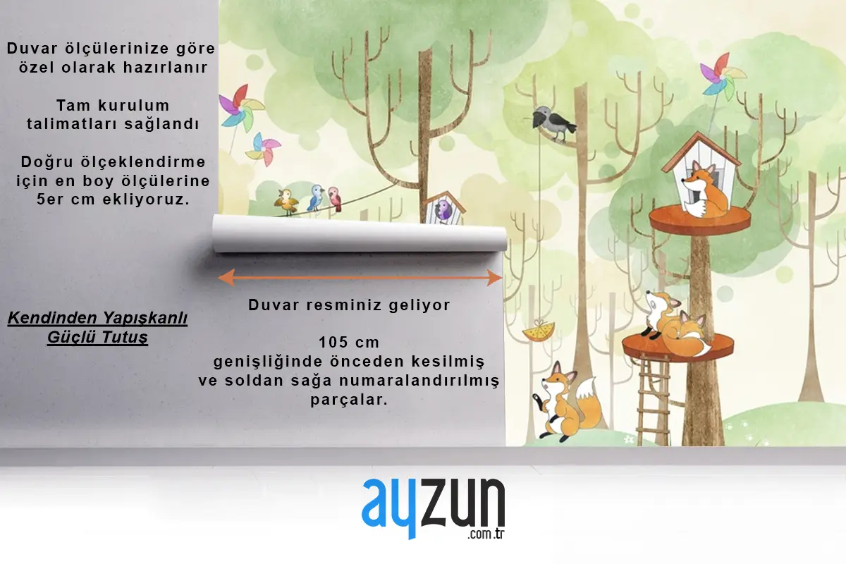 Ormandaki Tilkiler Çocuk Odası Duvar Kağıdı