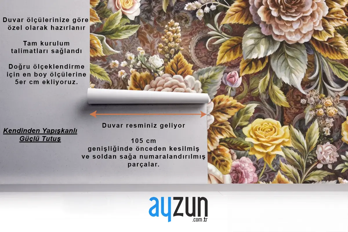 Orta Renkle Soyut Çiçek Açan Güller Çiçek Deseni Vintage Duvar Kağıdı