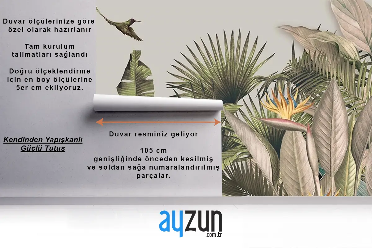 Özel Tasarım Tropikal Yaprak Tarz Duvar Kağıtları