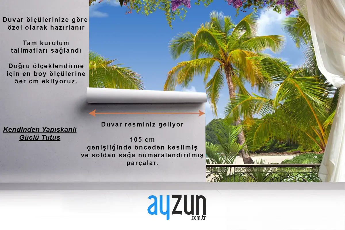 Palmiyeler Altında Rüya Gibi Bir Manzara Duvar Kağıdı