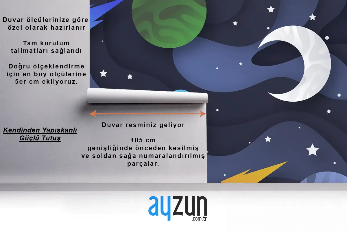 Kağıt Stili Galaxy Boys Çocuk Odası Duvar Kağıdı