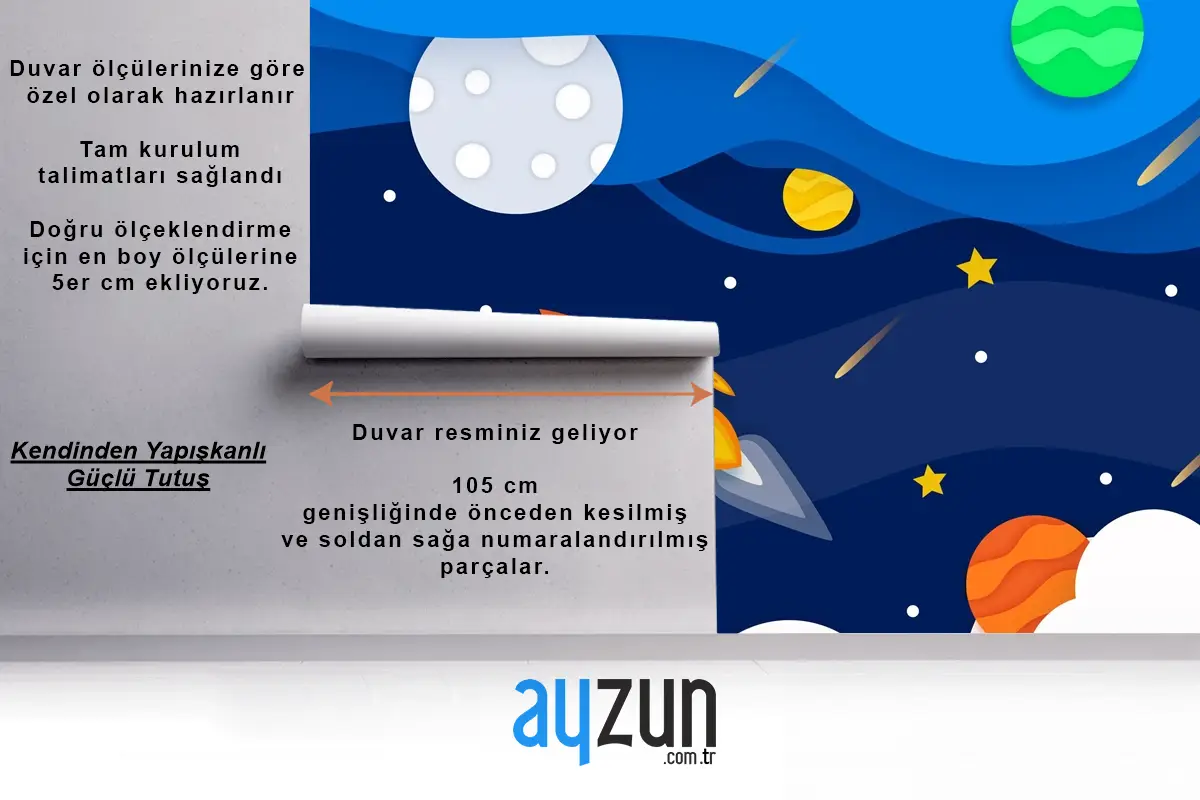 Roket Çocuk Odası Duvar Kağıdı  Ile Kağıt Tarzı Galaksi