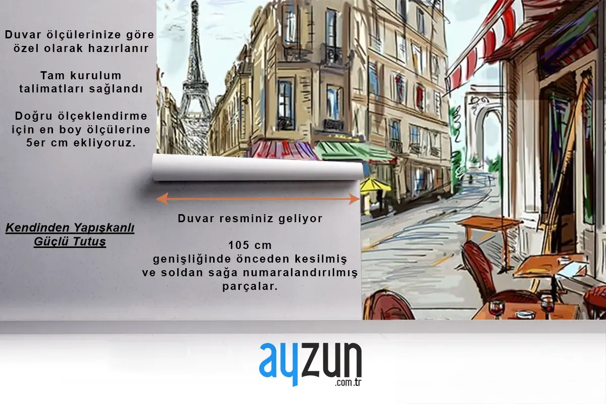 Paris Suluboya Cafe Duvar Kağıdı