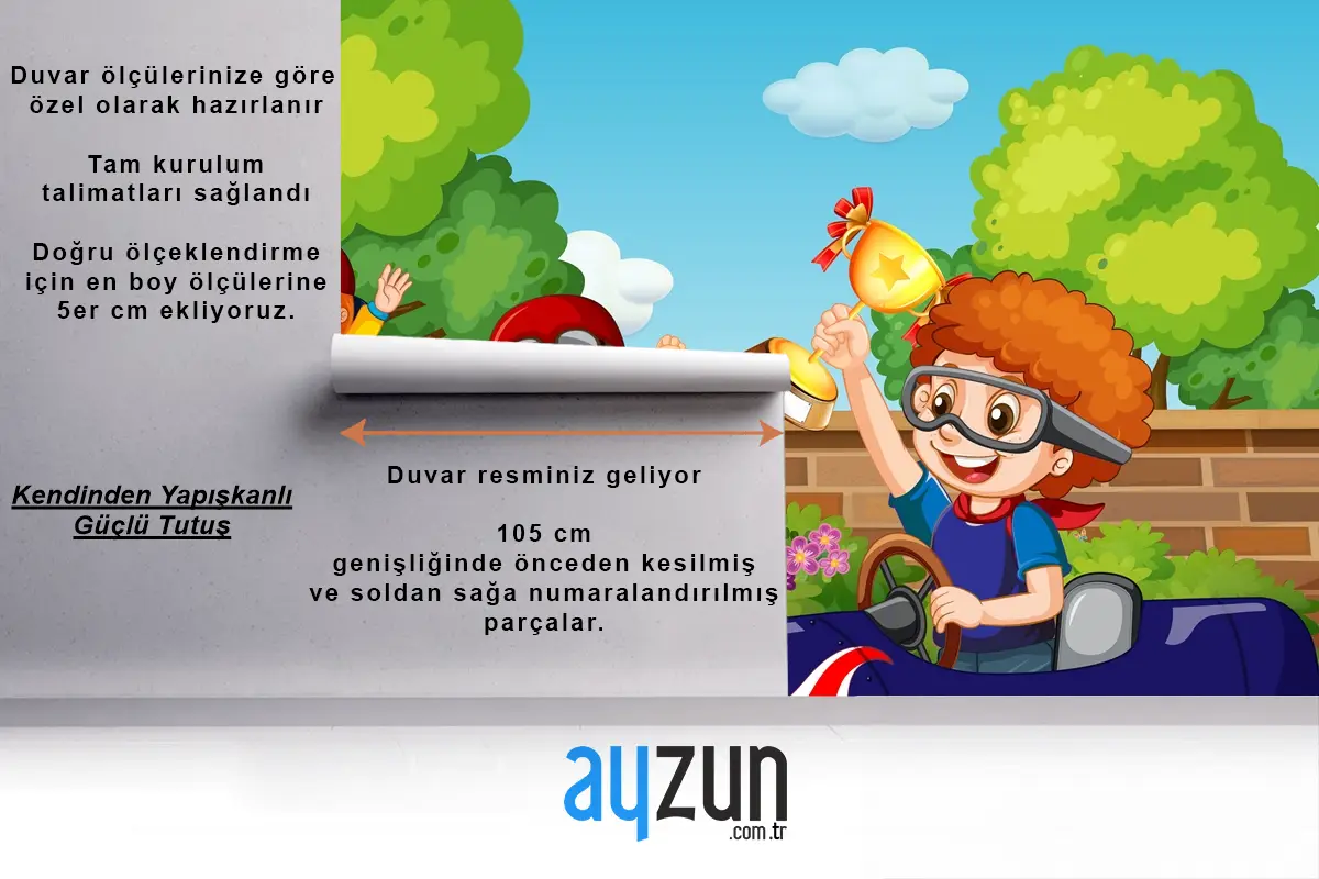 Çocuk Araba Yarışı Çocuk Odası Duvar Kağıdı  Ile Park Sahnesi
