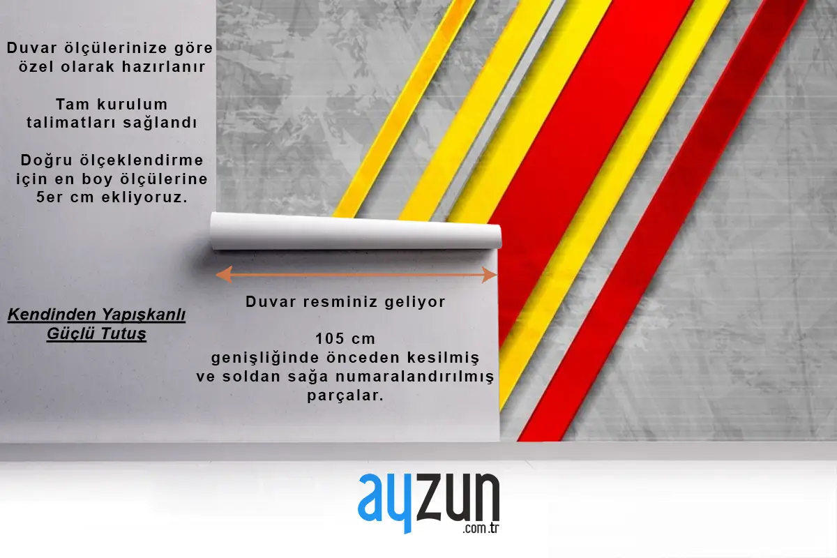 Parlak Çizgili Grunge Duvar Taş Arka Plan Sarı Kırmızı Duvar Kağıdı