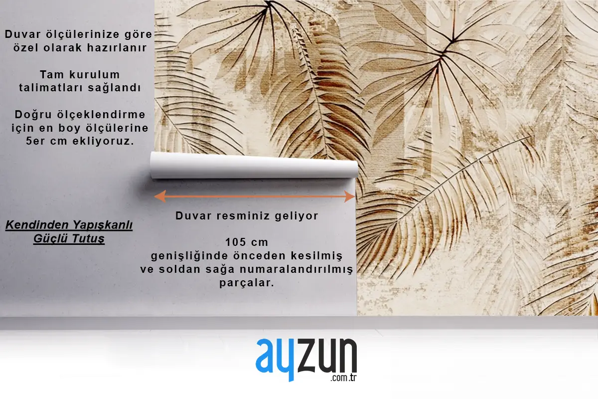 Paslanmış Palmiye Yaprakları Vintage Duvar Kağıdı