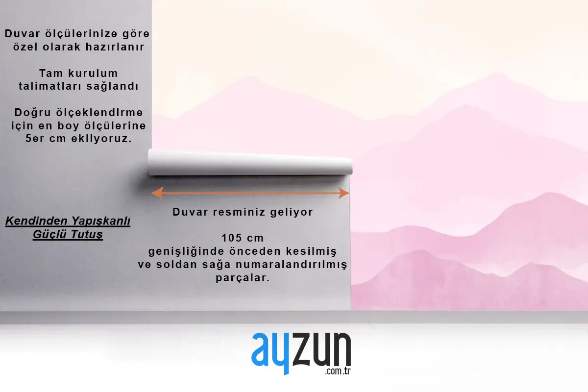 Pastel Suluboya Dağlar Arka Plan Çocuk Odası Duvar Kağıdı 