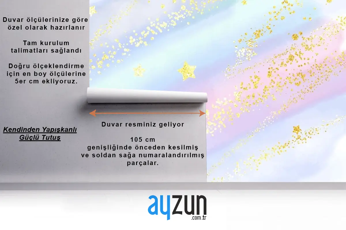 Işıltılı Altın Yıldızlar Ve Konfeti Ile Pastel Suluboya Arka Plan Çocuk Odası Duvar Kağıdı