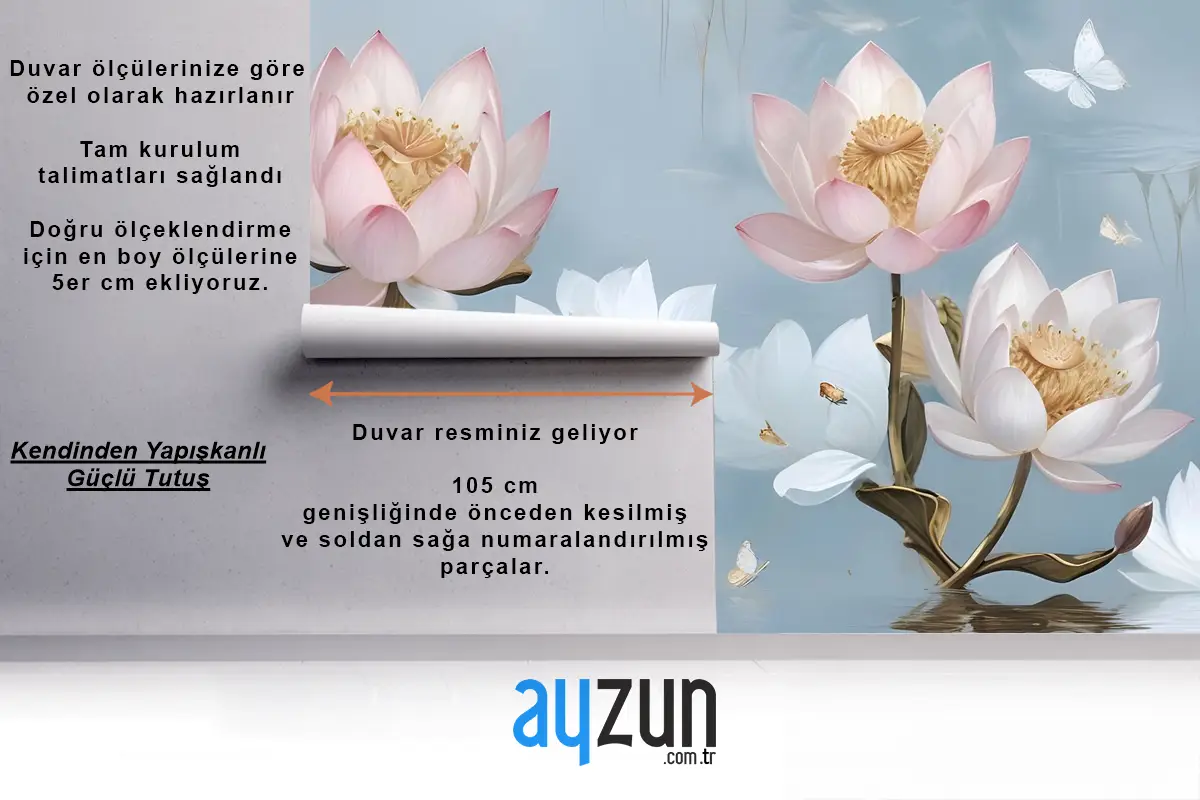 İnci Lotus Çiçeği Ve Küçük Kelebek Duvar Kağıdı